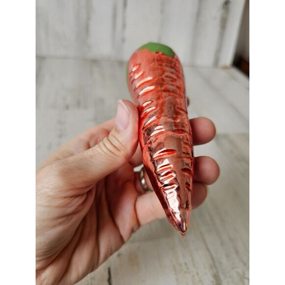 Vintage wear Germany glass carrot vegetable ornament Xmas tree - Picture 6 of 7